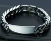 Polerad Silver Tone Biker Rostfritt Stål Mode Mäns Smycken Stor Stor 15mm 8.8 tums Great Curb Chain Bracelet ID Armband