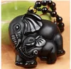 Природный черный обсидиан резные мать слон ожерелье ювелирные изделия Шарм кулон повезло ювелирные изделия подарок может упасть доставка