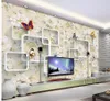High Quality Customize size Modern Retro Floral Butterfly 3D TV Wall wallpaper for walls 3 d for living room