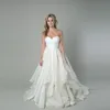 Baljurk Meerdere lagen gegolfde organza delicate ruches gewikkeld trouwjurk bedekte knopen sexy bruidsjurken