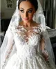 Nuovi abiti da sposa celebrità con velo Pizzo stile vintage economici modesti donne maniche lunghe Plus Size abiti da ballo da sposa