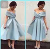 Real Image Modest Short Party Dresses Knee Length Satin Off the Shoulder Backless 2017 But Cheap Homecoming Dress Prom Cockta9919535