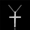 wedding Inlaid stone cross women's sterling silver plate Necklace fashion 925 silver pendant Necklace with chains GN5392817