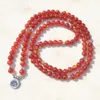 Sn1145 Handgjorda Kvinnor 8 mm Röd Agate 108 Mala Pärlor Armband eller Halsband Silver Lotus Buddha Ohm Charm Armband Partihandel