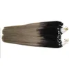 Ombre bâtons de cheveux humains 200g cheveux vierges brésiliens Raides T1B / Gris argent micro boucles extensions de cheveux 1g / s 200s