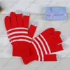 Mix Colors Classic Stripe Winter Warm Touch Screen Gloves For Table And Cellphone Stretchable Pure Color Five Fingers Glove