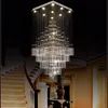 Modern LED Square Crystal Chandelier Lighting Raindrop Stairs Lighting Fixtures For Villa Hotel Mall Gu10 Bulb Include