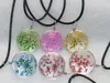 Brand new Explosive handmade plants dried flowers necklace lace flower glass ball pendant WFN315 (with chain) mix order 20 pieces a lot