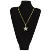 New Bling Bling Gold Star Pendant Necklace Hiphop Long Chains Necklaces for Men Women Punk Jewelry Gifts3141