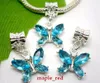 Whole 50pcs lot Mixed Beautiful Crystal Butterfly Dangle Big Hole DIY Charms fit European Charms Bracelet Necklace8892384