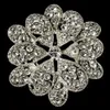 White Gold Plated Clear Crystal Diamante Flower Design Brooch