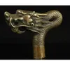 100% bronze Pure Copper Brass Grandpa Good Lucky China Old Handwork Carving Bronze Dragon Statue Cane Head Walking Stick