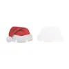 All'ingrosso- 10 pz / lotto Cartellino rosso Accessori per cappelli di Natale Decorazioni in vetro divertenti Supporto per cartone Supporto per cappelli di Babbo Natale Tavolo da pranzo Decorazioni per feste