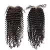 Brazilian Kinky Curly Human Hair Weaves 3 Bundles With 4x4 Lace Closures Natural Black Color Pre-Plucked