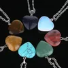 Hot sale Hot new turquoise stone pendants turquoise crystal peach heart natural stone necklace WFN003 (with chain) mix order 20 pieces a lot