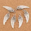 Angel Wing W / Rose Spacer Charm Pärlor 100st / Lot 30.3x10.7mm Antika Silver Pendants Handgjorda Smycken DIY T1625