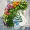 Couronnes de fleurs décoratives en gros-7 branche / bouquet 28 têtes mignonnes marguerites en soie fleur artificielle bouquet de mariage maison chambre table décoration