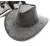 Vintage Homens Cowboy Ocidental Faux Suede Couro Chapéu de Couro Grande Brim Capacidade Cap 8 Cores 10 pçs / lote