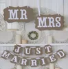 Rustieke Bruiloft Decoratie Vlag Garland Wedding Banner met Witte Lint Party Decorations (Mr / Mrs net getrouwd)