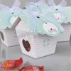 Spedizione gratuita 100PCS Bella casa degli uccelli Scatole di bomboniere Confezione di caramelle per bomboniere Bomboniere Scatole di caramelle di carta per case con nastro e etichetta