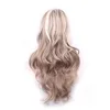 woodfestival Blonde long Wavy Wig Brown Ombre Fashion Women Synthetic Hair Wigs Heat Fiber Lolita 70 CM1193024