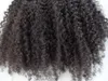 Mongoliska mänskliga jungfruliga hårförlängningar med snörning trasa 9 bitar med 18 klipp klipp i hår kinky lockigt hår mörkbrunt naturligt B8048829