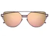 패션 고양이 눈 선글라스 여성 브랜드 패션 로즈 골드 미러 태양 안경 독특한 플랫 숙녀 선글라스 Oculos UV400