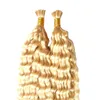 Cheveux blonds 613 crépus bouclés indien remy cheveux humains I Tip Extensions de cheveux 100s