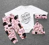 Baby Ins Christmas Roupas Sets Xmas Cervos Tops T-shirt Moose Romper Leggings Calças Chapéu Headband Infantil Infantil Letret Imprimir Outfits B1862