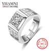 Yhamni Original Real 925 Sterling Silver Ringar För Man Bröllop Förlovnings Ring Mode Diamant Smycken Men Finger Ring Njz002