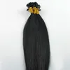 Brazilian virgin hair Straight u tip hair extension #1 Jet Black 100g 100s keratin stick tip human hair