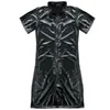 Body flessibile da uomo Maschile sexy body nero con cerniera Catsuit maniche corte tuta discoteca bar clubwear Costume294A