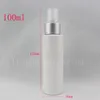 100 ml Plastic Spray Bouteille blanche Cosmetic Travel Container Mist Spray, fine pulvérisateur Bouteilles en plastique Perfume Travel Liquid Bottle