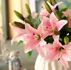 Home Decorative Silk White lilies PU Artificial Simulation Flowers for Home Hotel Wedding Party Table Wreath G497