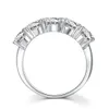 Fem stenar 2,5ct rund snitt syntetisk diamant bröllop kvinnlig ring solid 925 sterling silver ring vitguld pläterade smycken