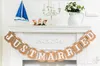 Bara gift, kärlek är söt, tack Vintage Wedding Party Bunting Banner Scalloped Kraft Paper Garland Photo Booth Prop Photobooth