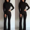 Venda por atacado- moda casual mulheres senhoras clubwear manga longa turtleneck playsuit bodycon partido macacão longo romper nós