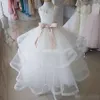Imagen real Vestido de fiesta Vestidos de niña de flores blancas Tutu Champagne Sash 2019 Por encargo Bebé Niño pequeño Cumpleaños Vestidos de primera comunión