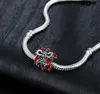 Convient au bracelet en argent sterling, boîte-cadeau de noël, perles rouges, breloques pour chaîne de charme de serpent européen, bijoux à faire soi-même, vente en gros