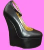 16CM Heel Height Sexy Genuine Leather Round Toe Wedges Heel Pumps Party Shoes heels US size 5-14.5 No.Y1608