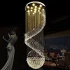 Современные люстры светодиодные хрустальные люстра Light offture Long Spiral Hotel Villa Home Indoor Living Living Lobby Carlor