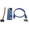 Freeshipping 100PCS 0,6M PCI-E Riser Card PCIe 1X till 16X Extender med USB 3.0 Datakabel / Molex Strömförsörjning för BTC LTC Eth Miner
