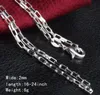 Man kvinna halsband 925 sterling silver 2mm lång gitterkedjan halsband 16 tum/18 tum/20 tum/22 tum/24 tum