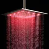 럭셔리 천장 / 벽 마운트 16 "LED 라이트 샤워 헤드 욕실 큰 레인 폴 샤워 헤드 솔질 된 니켈 마감