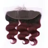Two Tone 1B 99J Body Wave Hair Weaves With Lace Frontal Ear To Ear Closure With Bundles 1B Burgundy Ombre Hair With Frontal6315561
