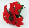 Ev Partisi Noel Dekorasyon Ucuz Sahte Yapay Kırmızı Ponsetya Çiçek İpek Kadife Poinsettias Çiçek Buket