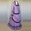 2021 Robes de fête d'anniversaire gothiques victoriennes en coton violet Robe de banquet Robe d'agitation du 18ème siècle en dentelle à volants à manches longues Marie Antoi279y