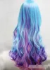 Cosplay Party Lolita Harajuku Blue/Purple/Pink Curly Wavy Long Hair Anime Wig