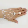 Wedding Heart Harness Bracelet Fashion Women Girl Glitter Heart Rhinestone Hand Bangle Slave Chain Link Finger Ring Bracelet