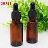 20ml Glass Bottle Amber Oil Dropper Bottles 20 ml Round Shape Empty E-liquid Bottle With Black Cap For Essential oil